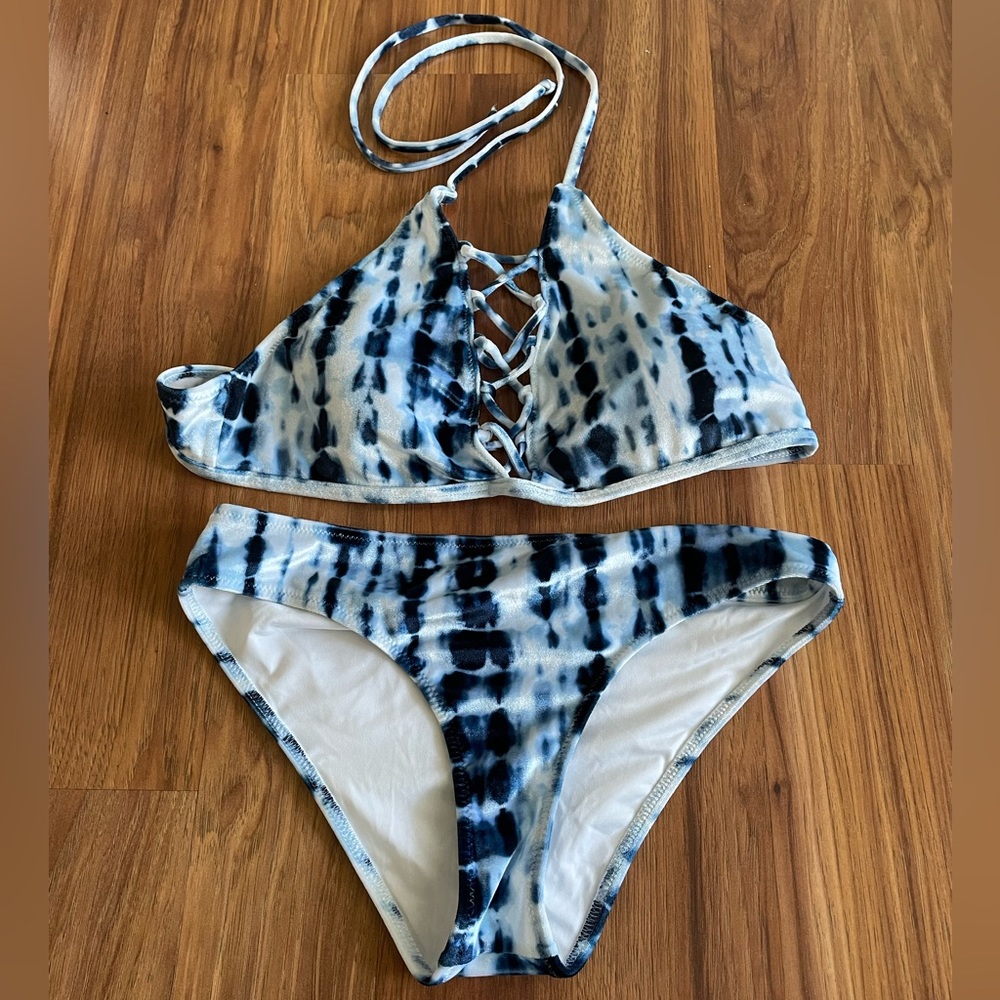 Victoria’s Secret Pink velvet tie dye halter top bikini